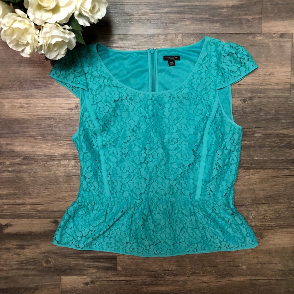 Ann Taylor Lace Peplum Top